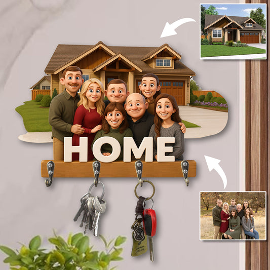 Home Is Where The Heart Is - Personalized Family Custom Shaped Hanging Rack