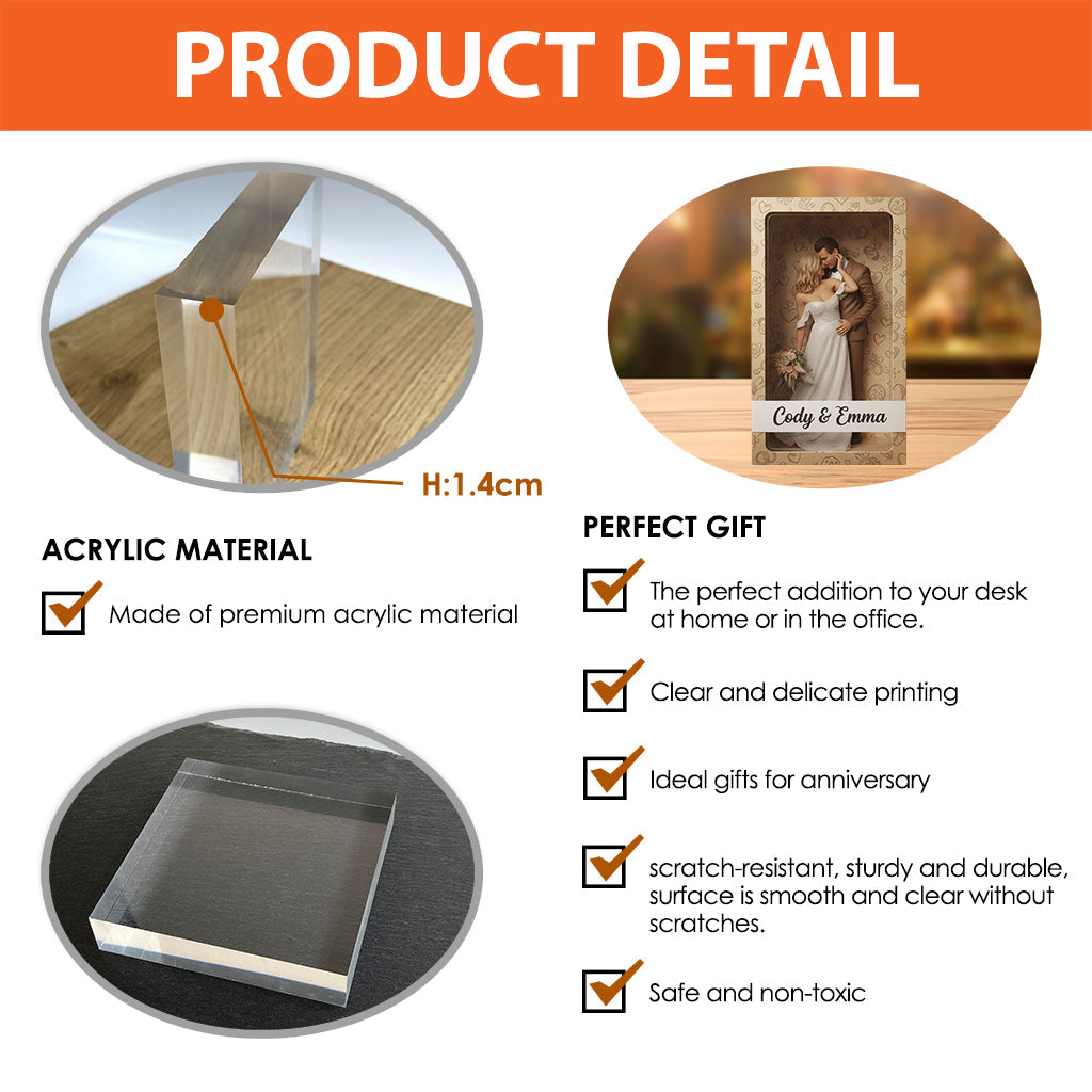 Plaque acrylique personnalisée avec photo pour couple - Forme personnalisée