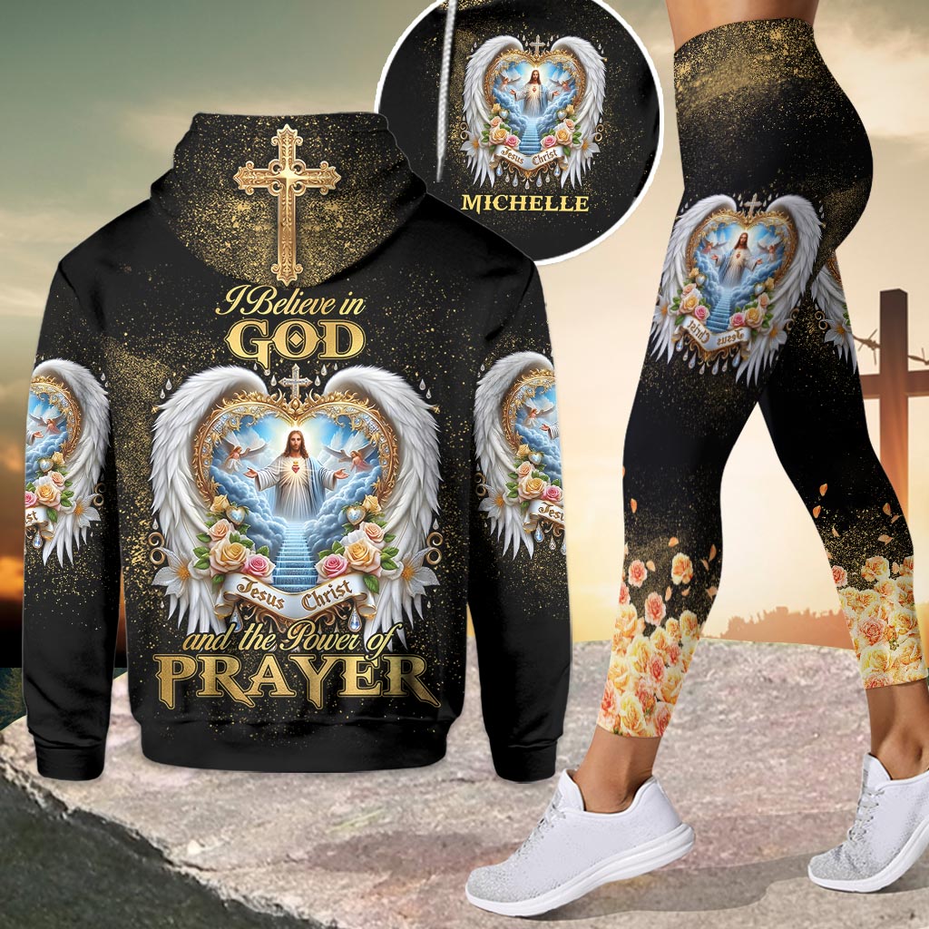Je crois en Dieu et au pouvoir de la prière - Sweat à capuche et legging chrétiens personnalisés