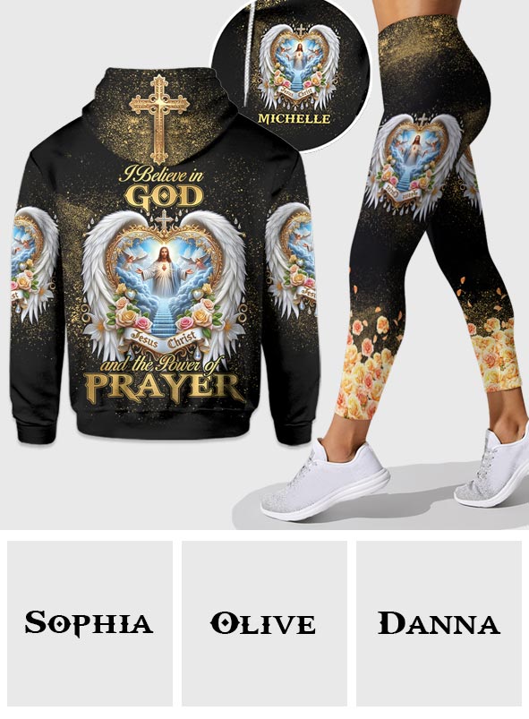 Je crois en Dieu et au pouvoir de la prière - Sweat à capuche et legging chrétiens personnalisés