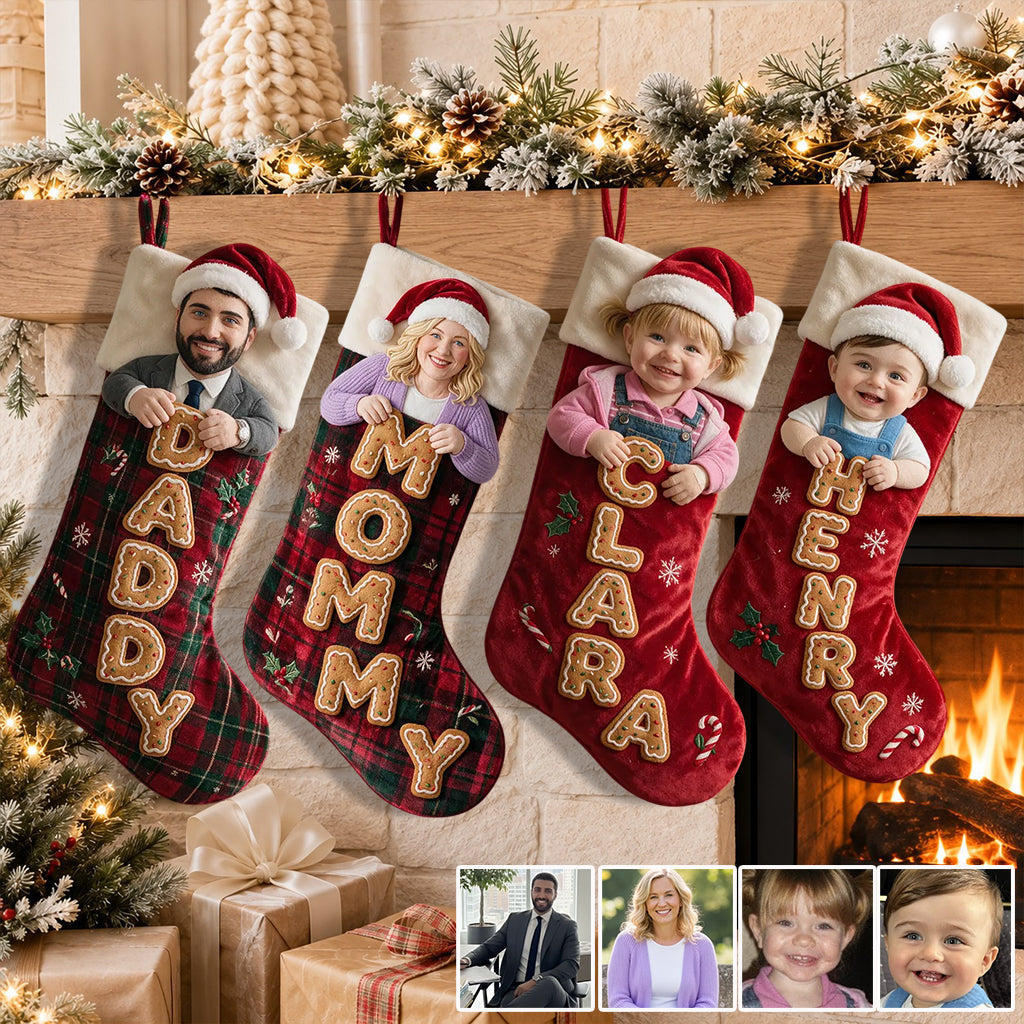 Have A Holly Jolly Christmas - Personalized Family Shaped Christmas Stocking