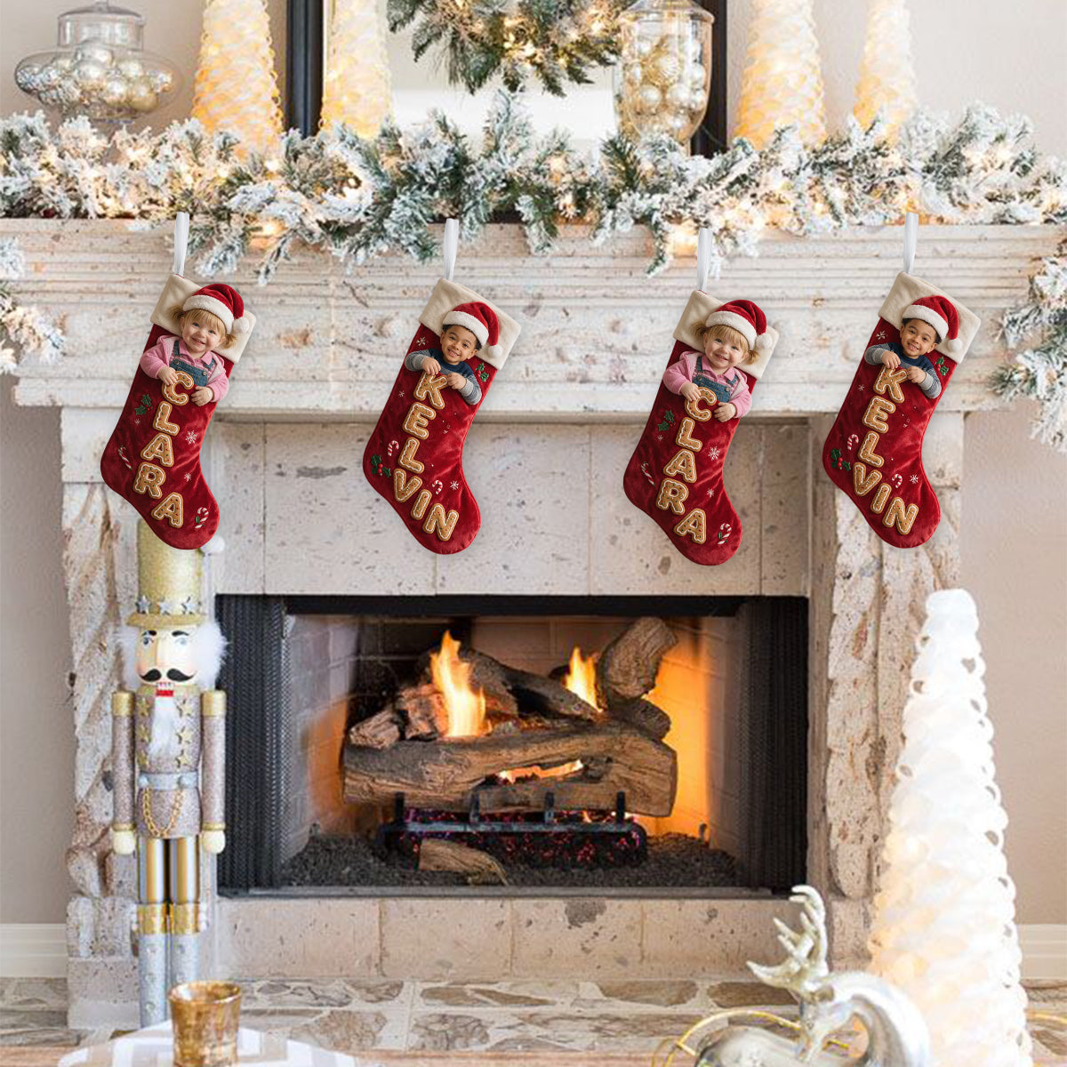 Have A Holly Jolly Christmas - Personalized Family Shaped Christmas Stocking