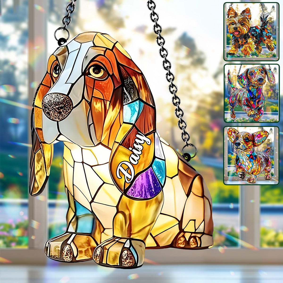 I Love My Dog - Personalized Dog Window Hanging Suncatcher Ornament