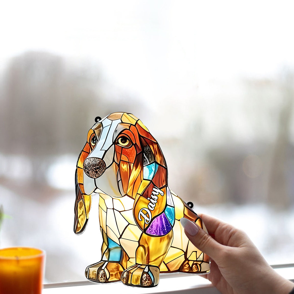 I Love My Dog - Personalized Dog Window Hanging Suncatcher Ornament
