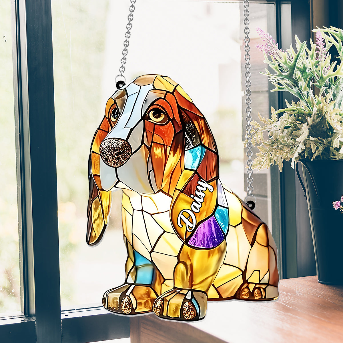 I Love My Dog - Personalized Dog Window Hanging Suncatcher Ornament