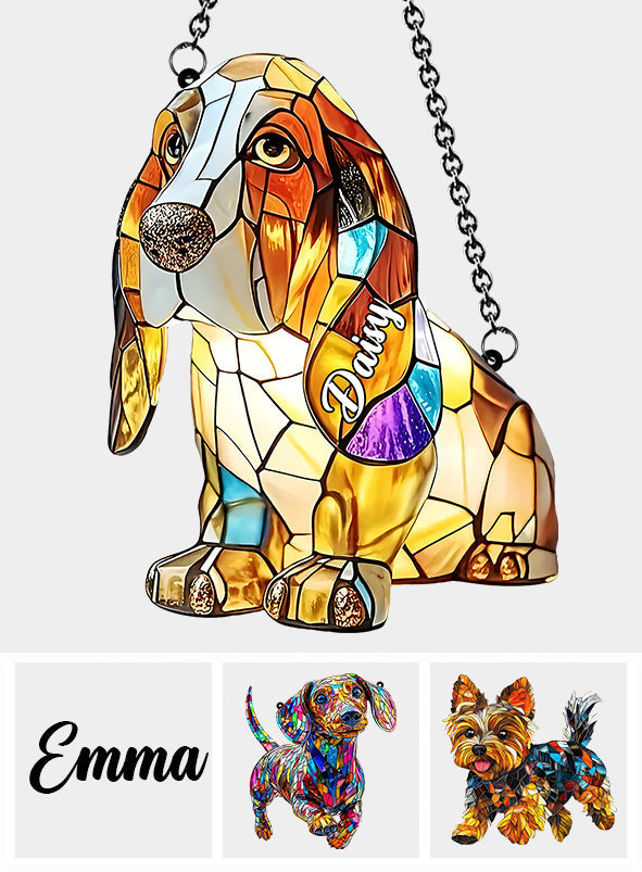 I Love My Dog - Personalized Dog Window Hanging Suncatcher Ornament