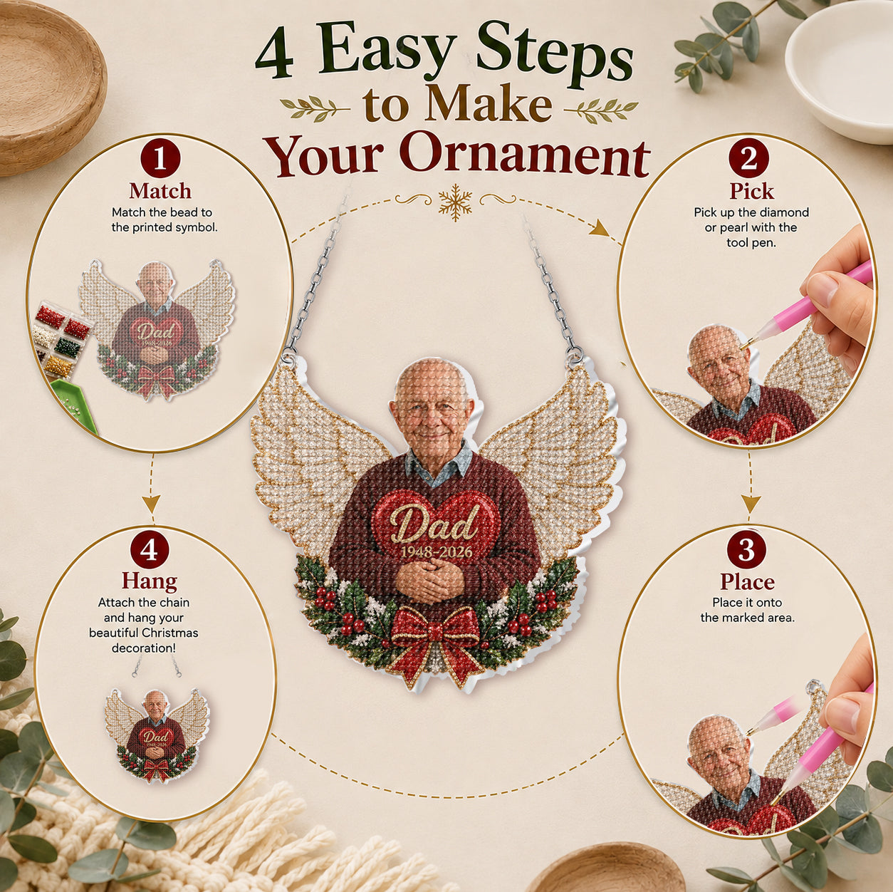 I'm Always With You - Personalized Memorial Diamond Painting Ornament Kit