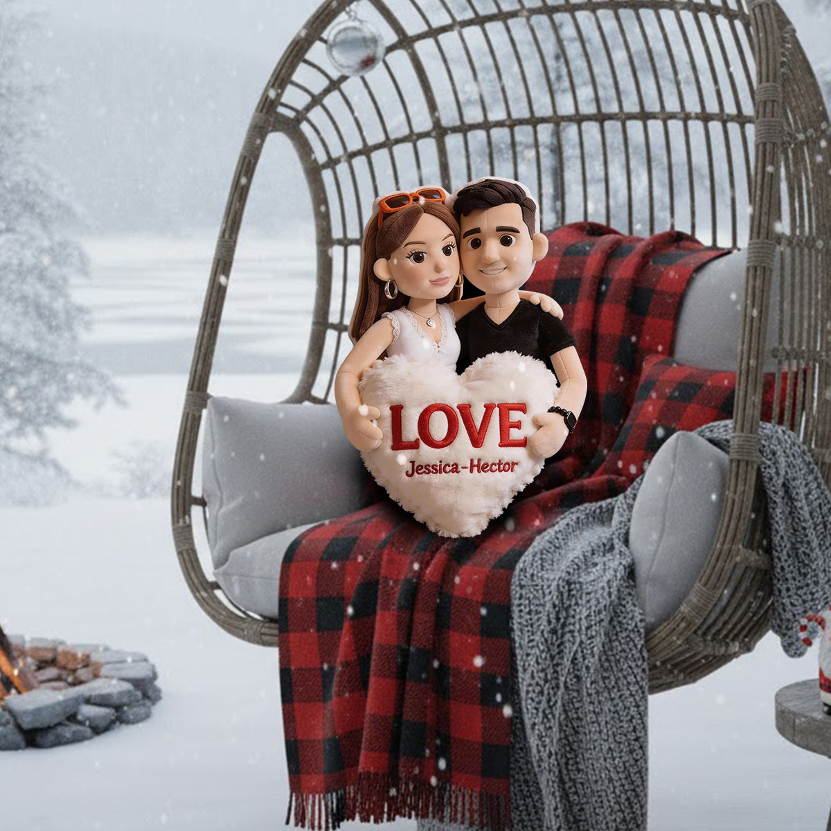 Photo to Custom Cut-Shape Plush Pillow - Personalized Couple Faux Fur Shaped Pillow