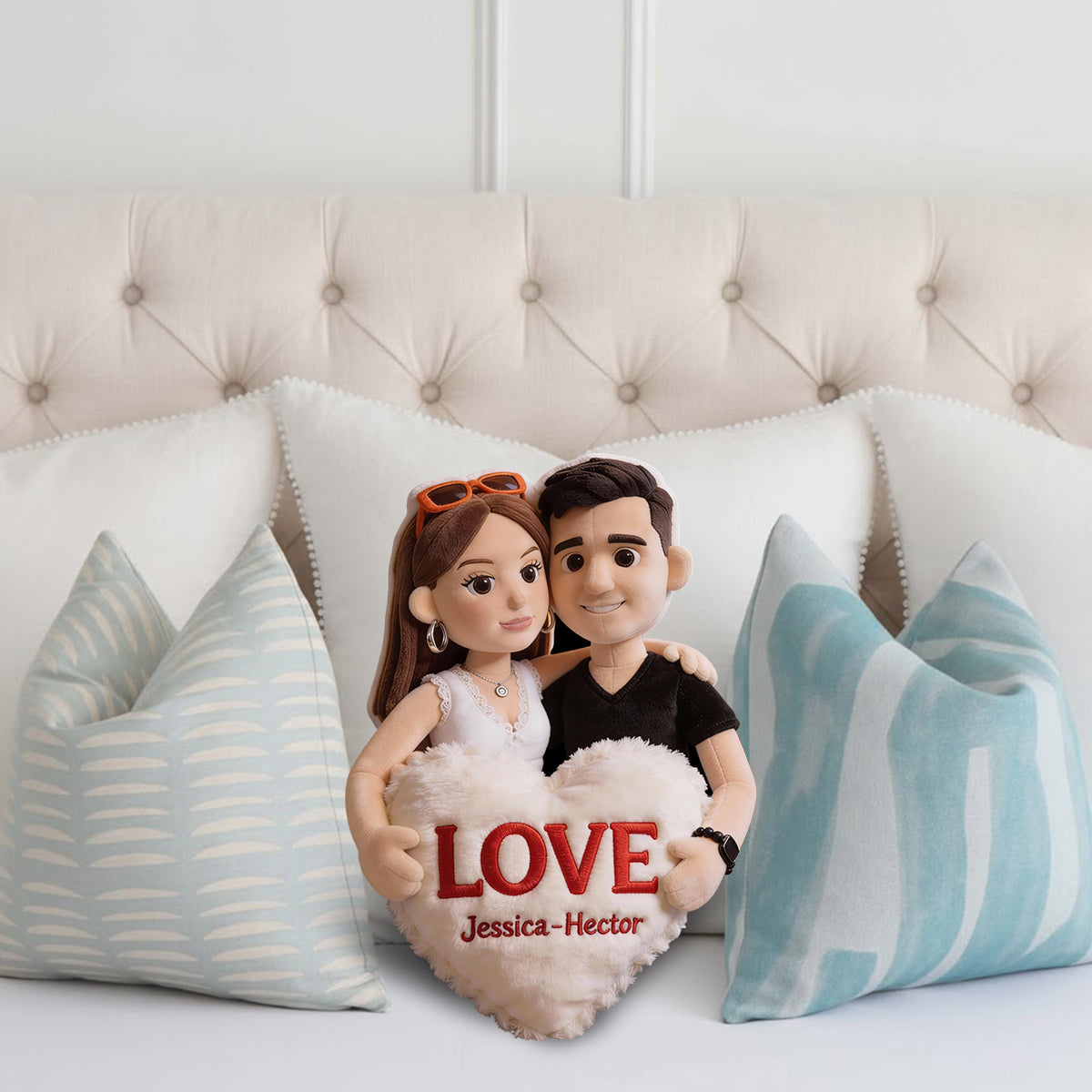 Photo to Custom Cut-Shape Plush Pillow - Personalized Couple Faux Fur Shaped Pillow
