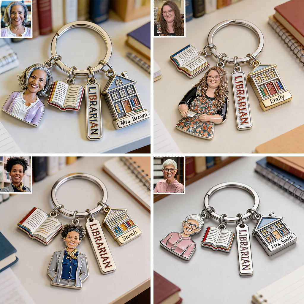 Librarian Gifts - Personalized Librarian Premium Keychain With Charms