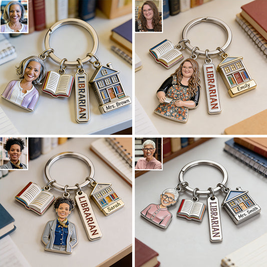 Librarian Gifts - Personalized Librarian Premium Keychain With Charms