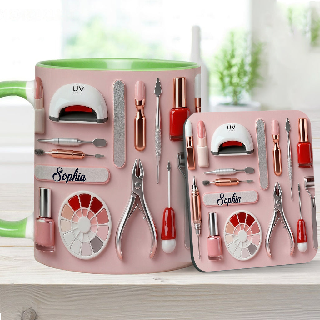 Mug et sous-verre personnalisés pour prothésiste ongulaire