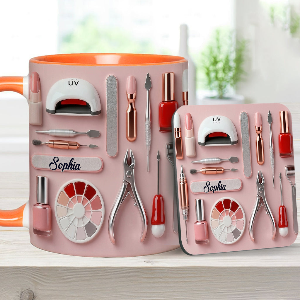 Mug et sous-verre personnalisés pour prothésiste ongulaire