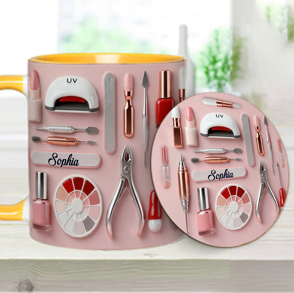 Mug et sous-verre personnalisés pour prothésiste ongulaire