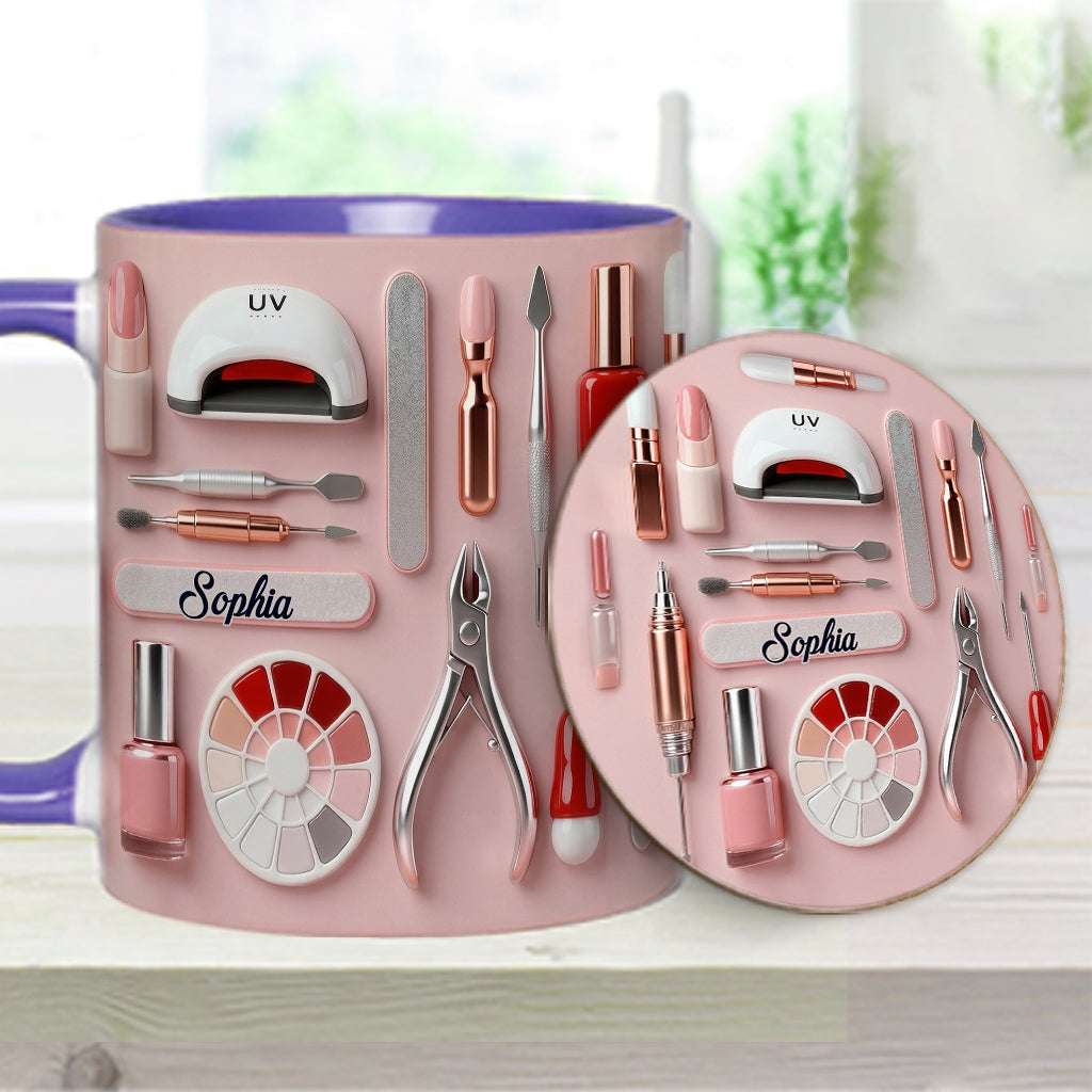 Mug et sous-verre personnalisés pour prothésiste ongulaire