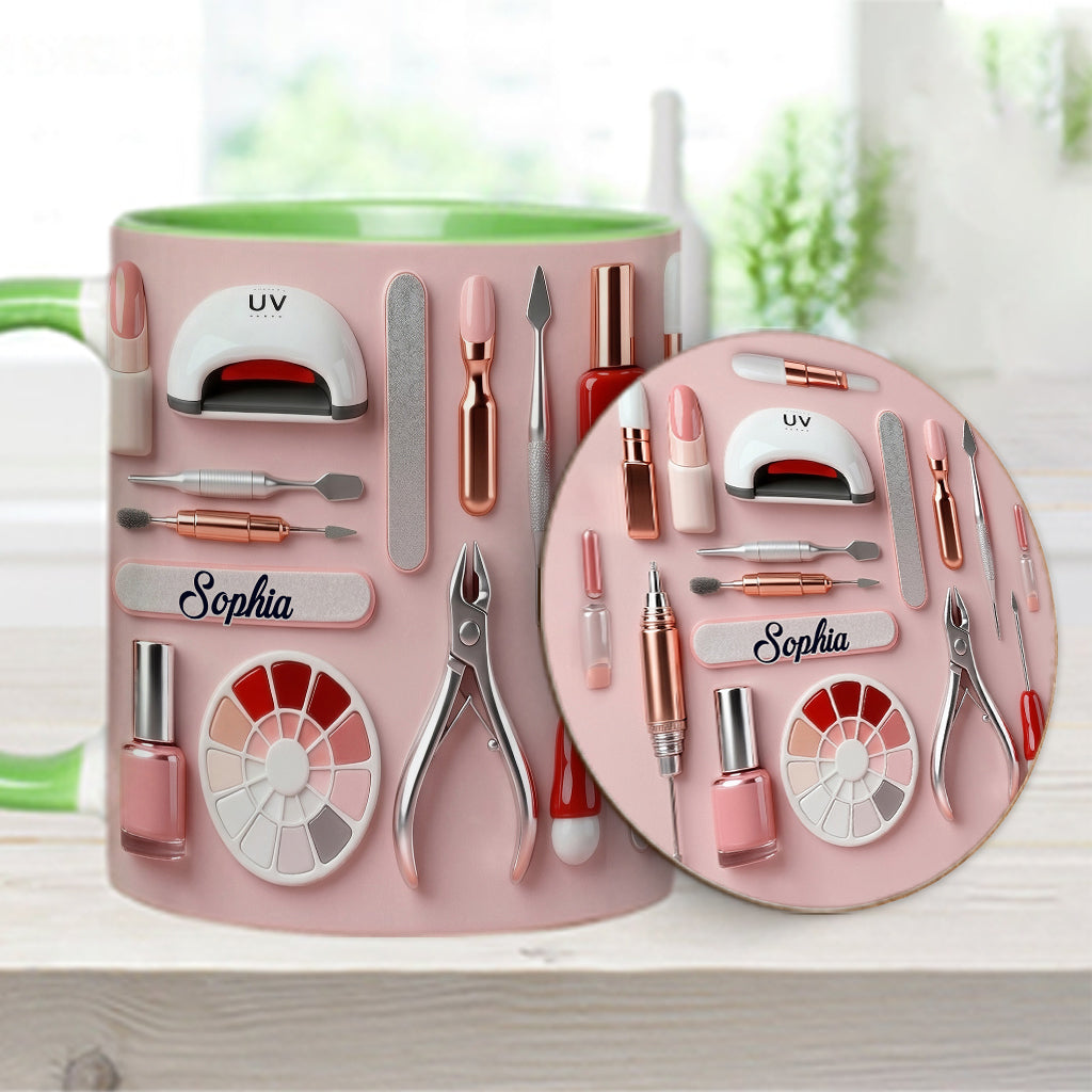 Mug et sous-verre personnalisés pour prothésiste ongulaire