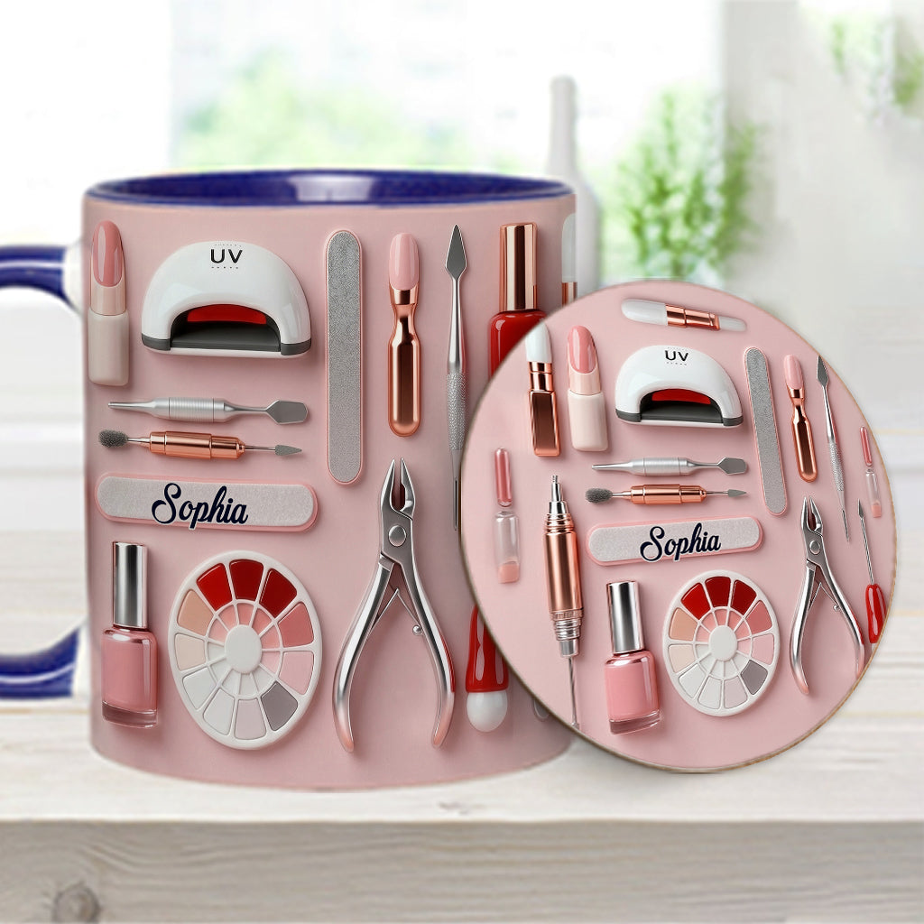 Mug et sous-verre personnalisés pour prothésiste ongulaire