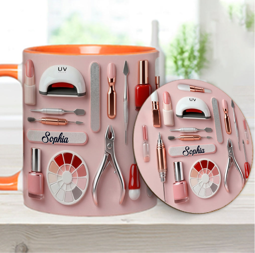 Mug et sous-verre personnalisés pour prothésiste ongulaire