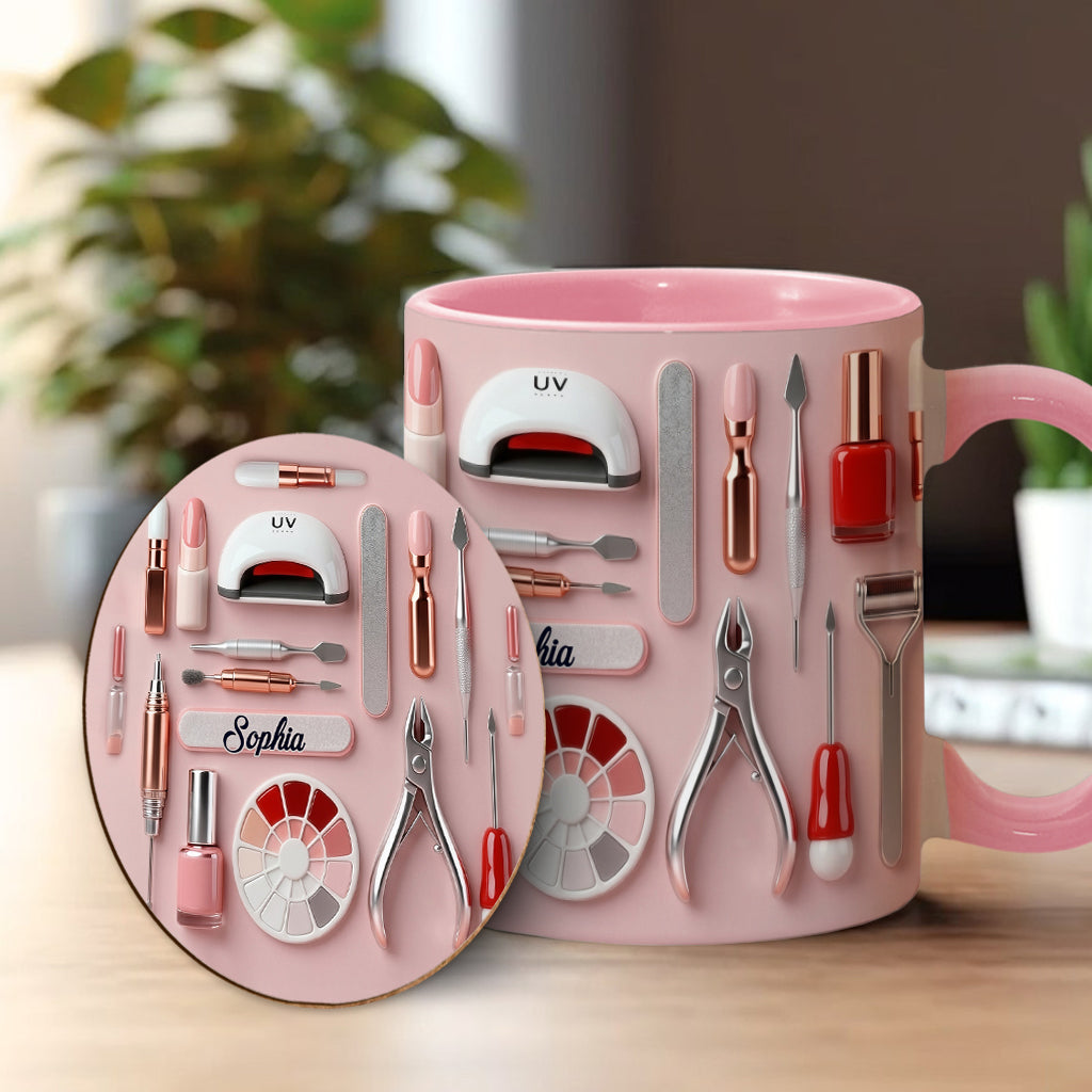 Mug et sous-verre personnalisés pour prothésiste ongulaire