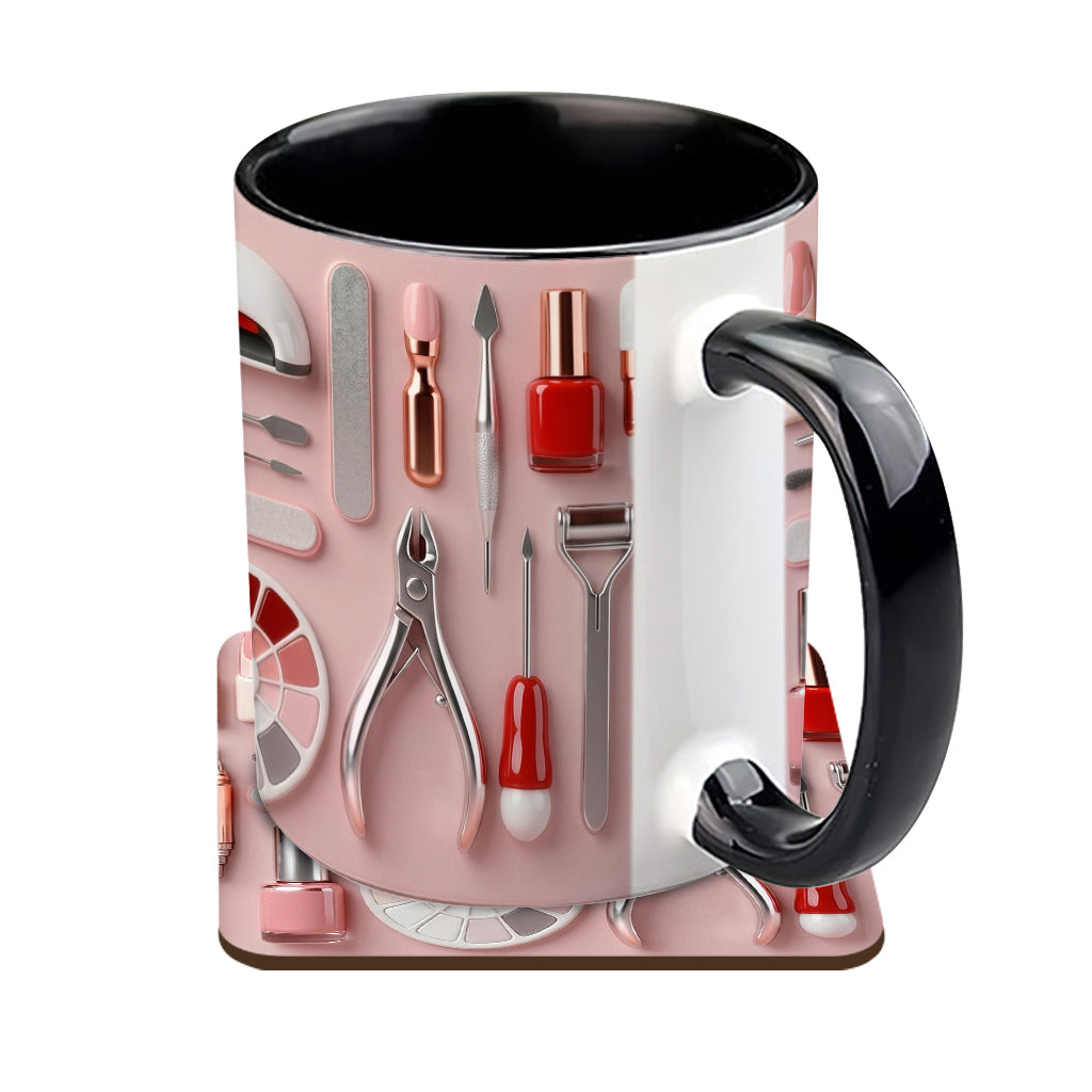 Mug et sous-verre personnalisés pour prothésiste ongulaire