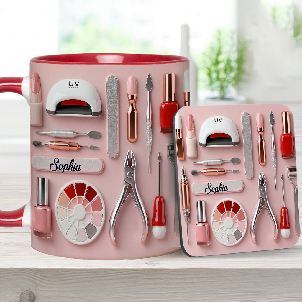 Mug et sous-verre personnalisés pour prothésiste ongulaire