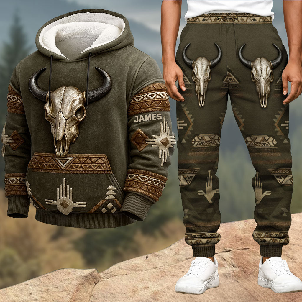 Skull Tribal, Native American Pattern - Personalized American Indian Hoodie and Sweatpants