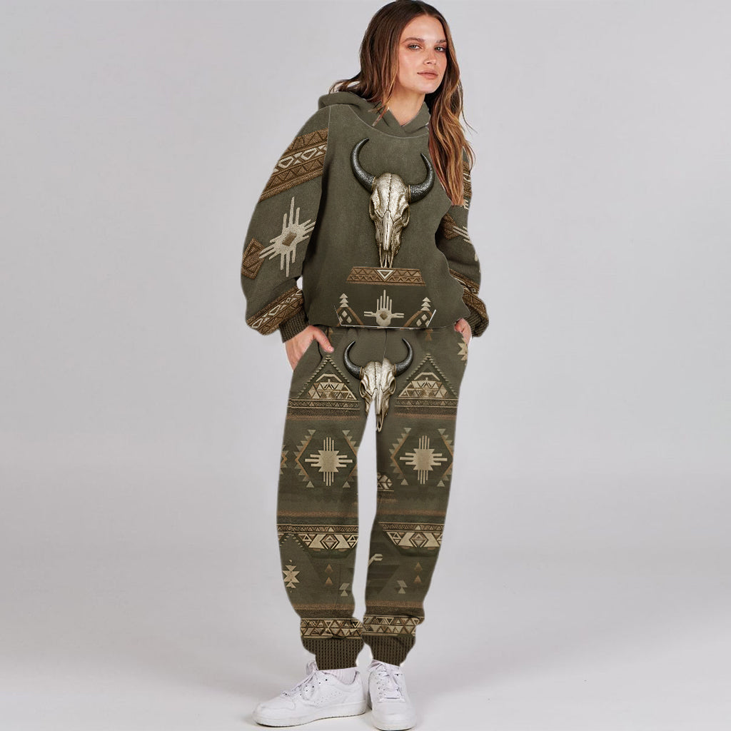 Skull Tribal, Native American Pattern - Personalized American Indian Hoodie and Sweatpants