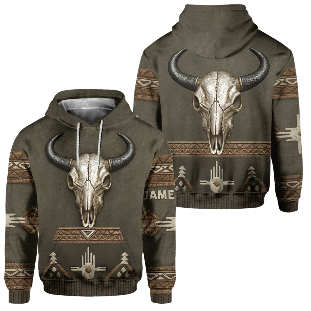 Skull Tribal, Native American Pattern - Personalized American Indian Hoodie and Sweatpants