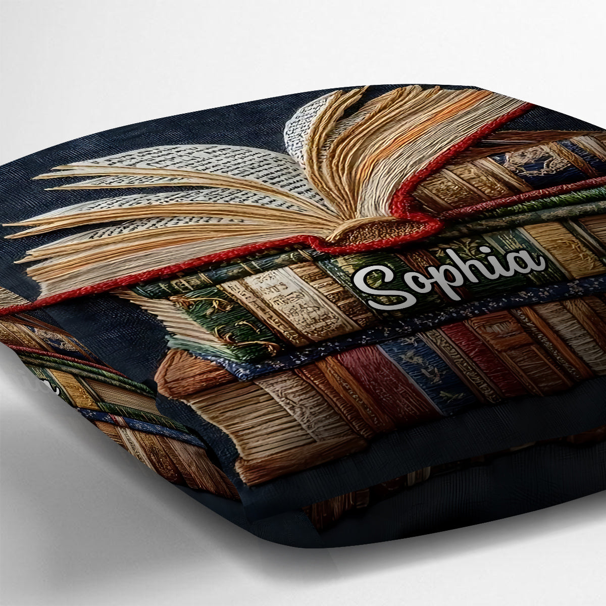 Coussin décoratif personnalisé « J’aime les livres »