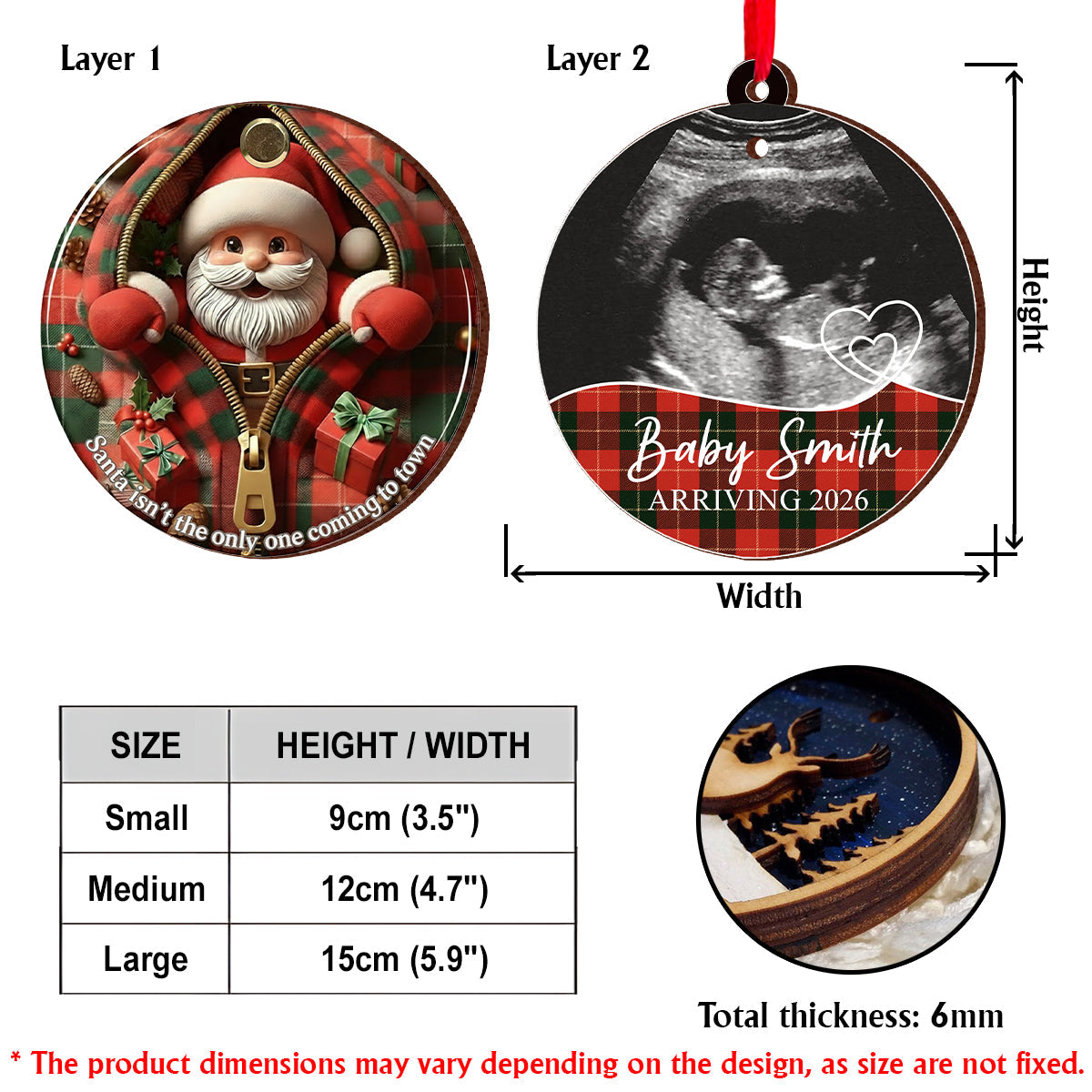 Expecting Baby Xmas - Pregnancy Announcement Gift - Personalized Pregnancy Flip Ornament