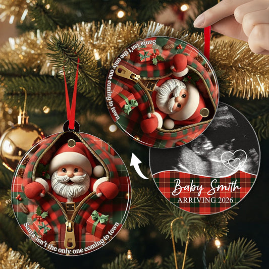 Expecting Baby Xmas - Pregnancy Announcement Gift - Personalized Pregnancy Flip Ornament