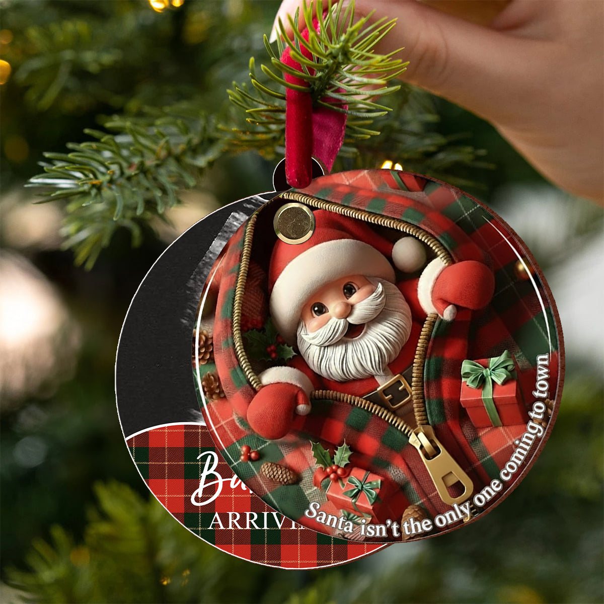 Expecting Baby Xmas - Pregnancy Announcement Gift - Personalized Pregnancy Flip Ornament