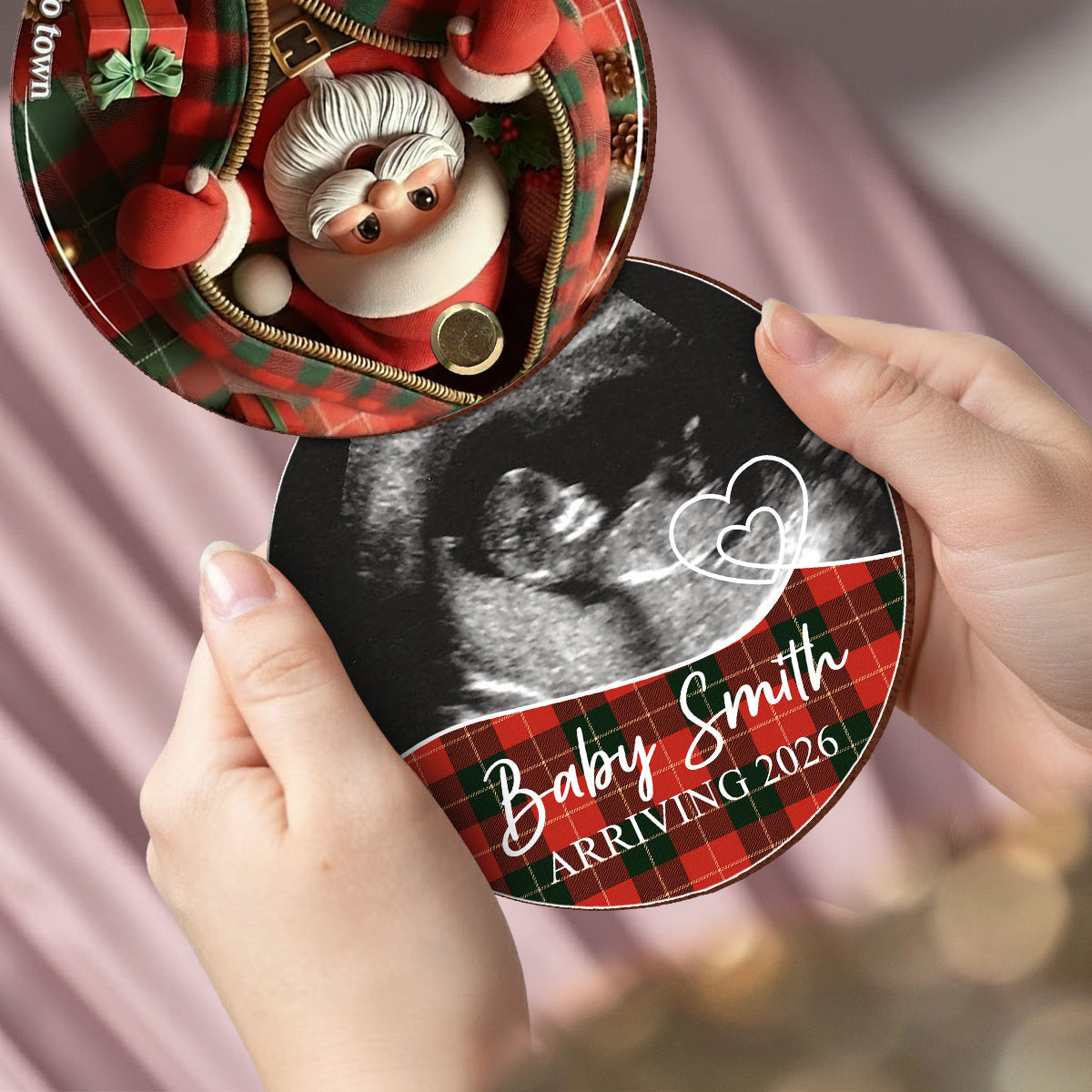 Expecting Baby Xmas - Pregnancy Announcement Gift - Personalized Pregnancy Flip Ornament