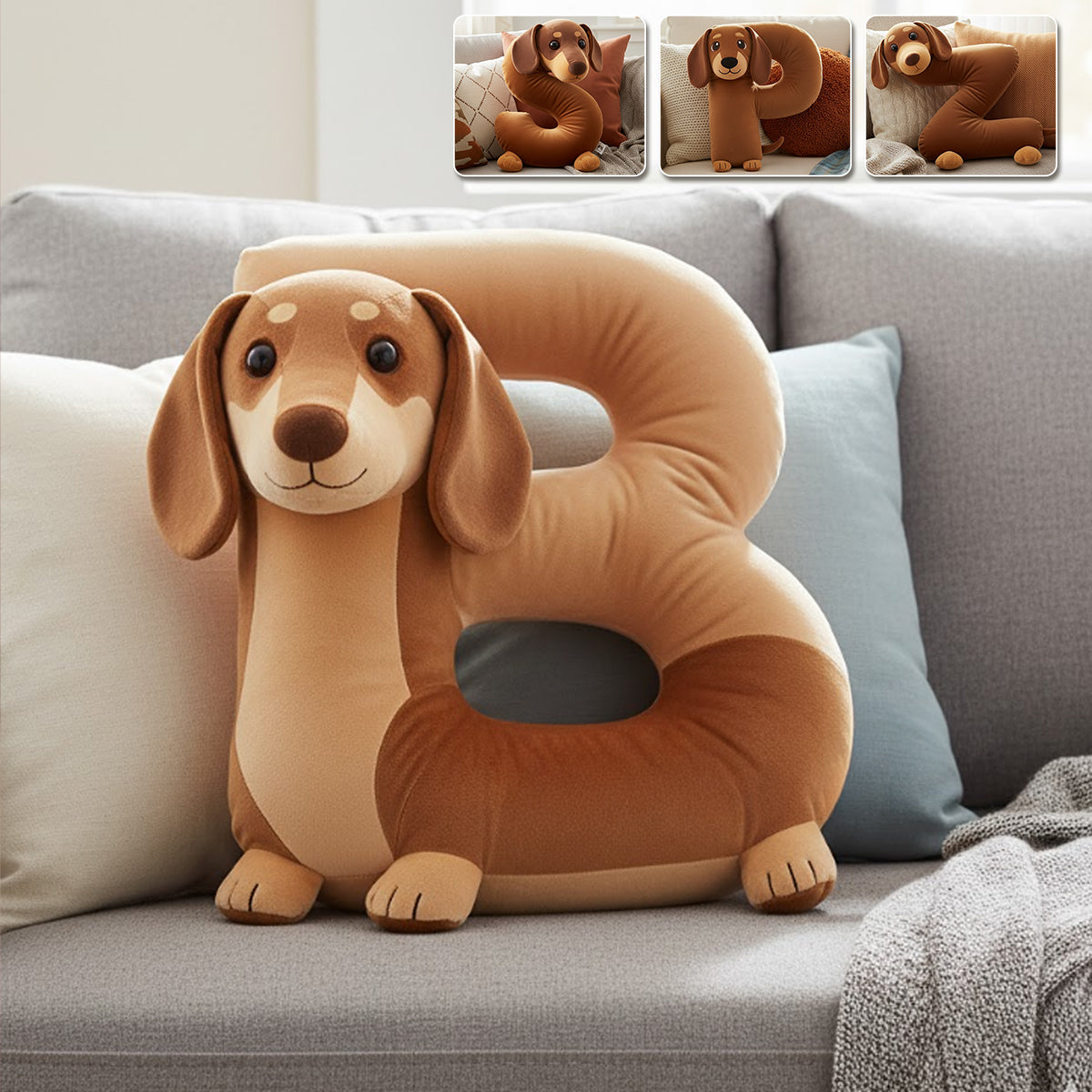 Coussin personnalisé en forme de teckel mignon