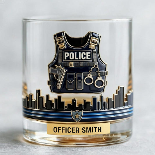 Servir et protéger - Coffret carafe à whisky personnalisée pour policier