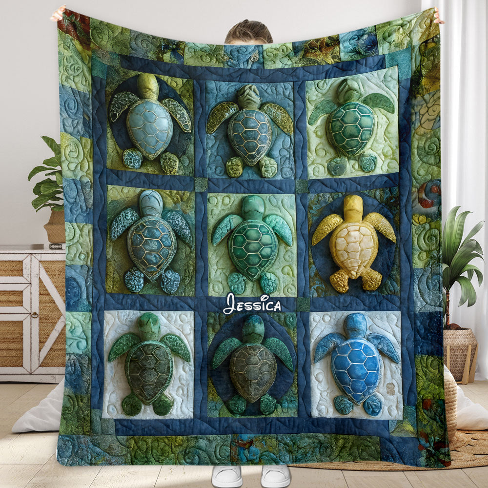 Cadeau pour les amoureux des tortues marines - Couverture personnalisée en forme de tortue