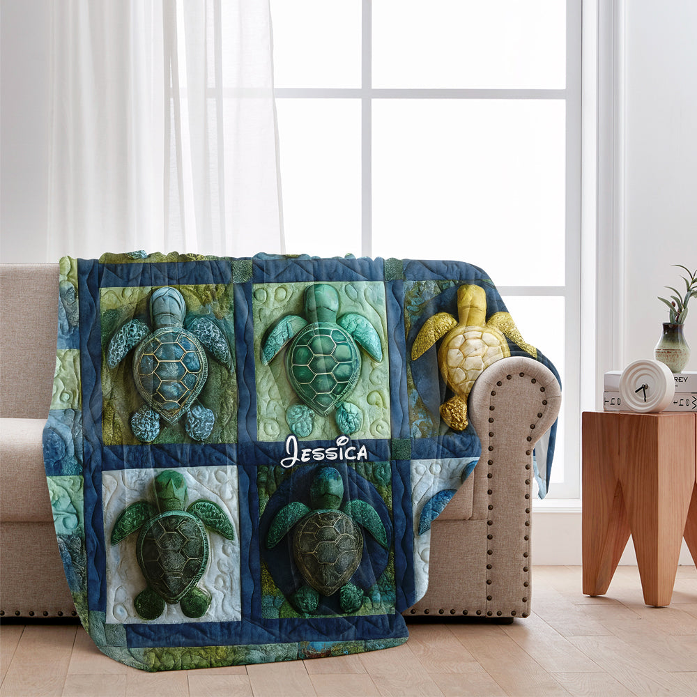 Cadeau pour les amoureux des tortues marines - Couverture personnalisée en forme de tortue