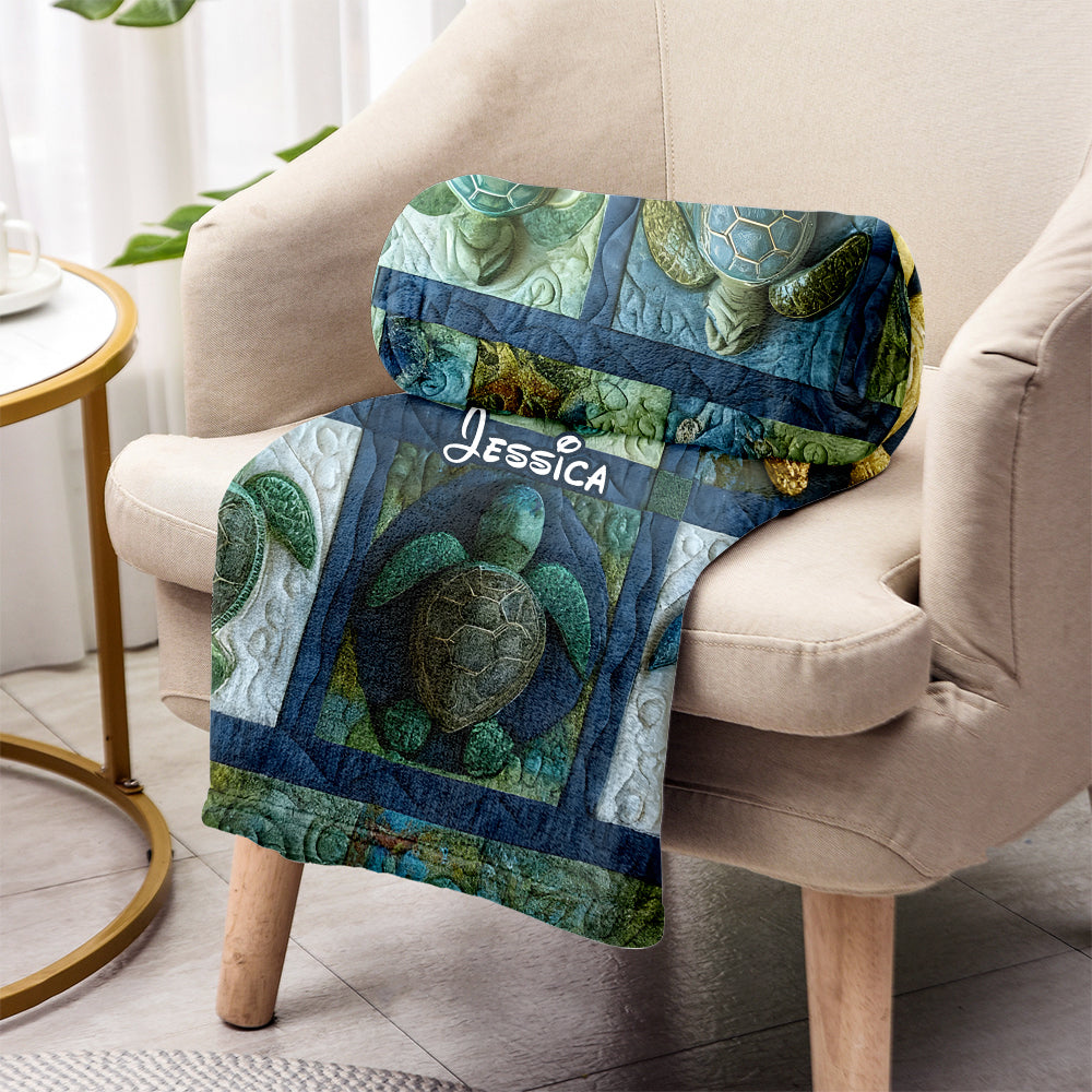 Cadeau pour les amoureux des tortues marines - Couverture personnalisée en forme de tortue