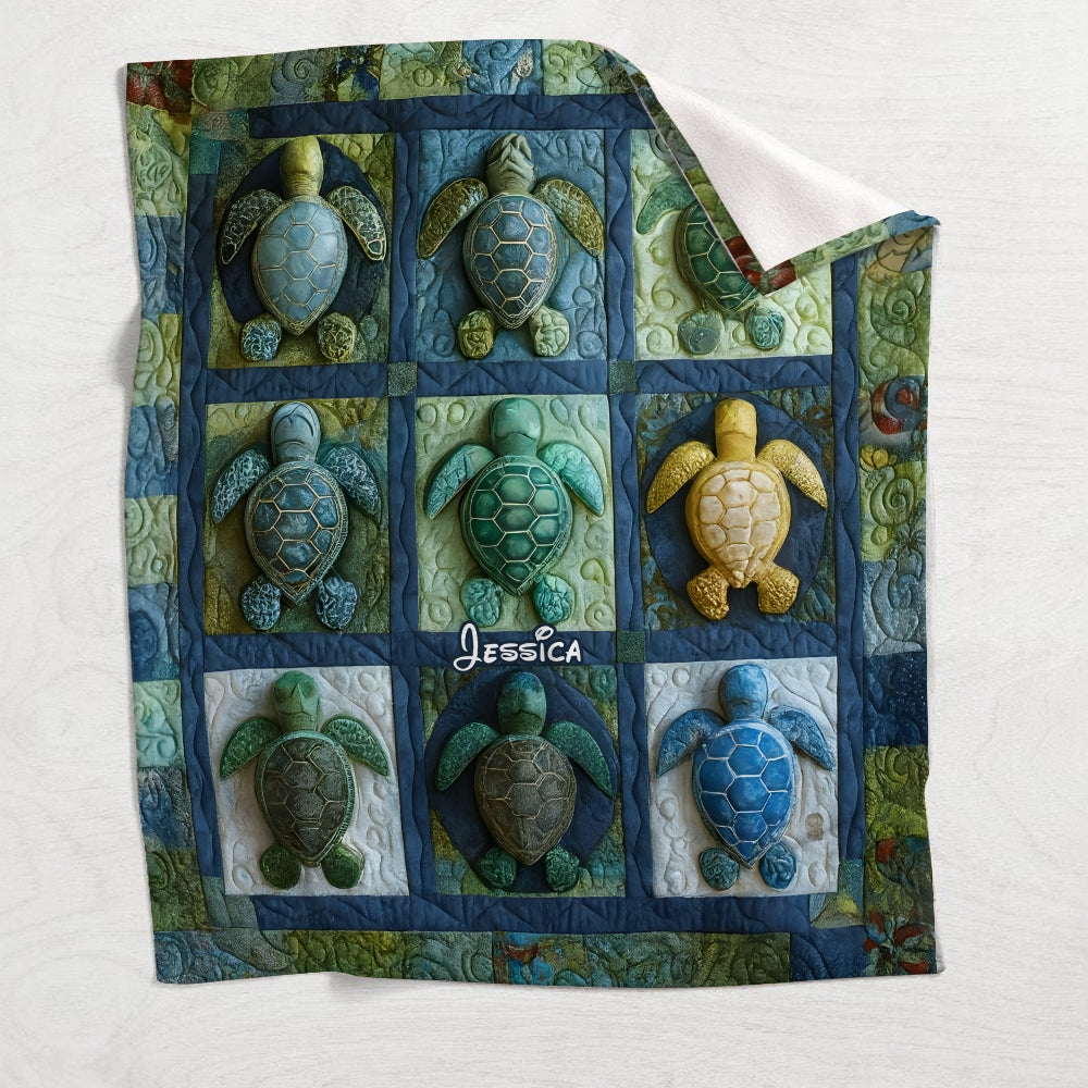 Cadeau pour les amoureux des tortues marines - Couverture personnalisée en forme de tortue