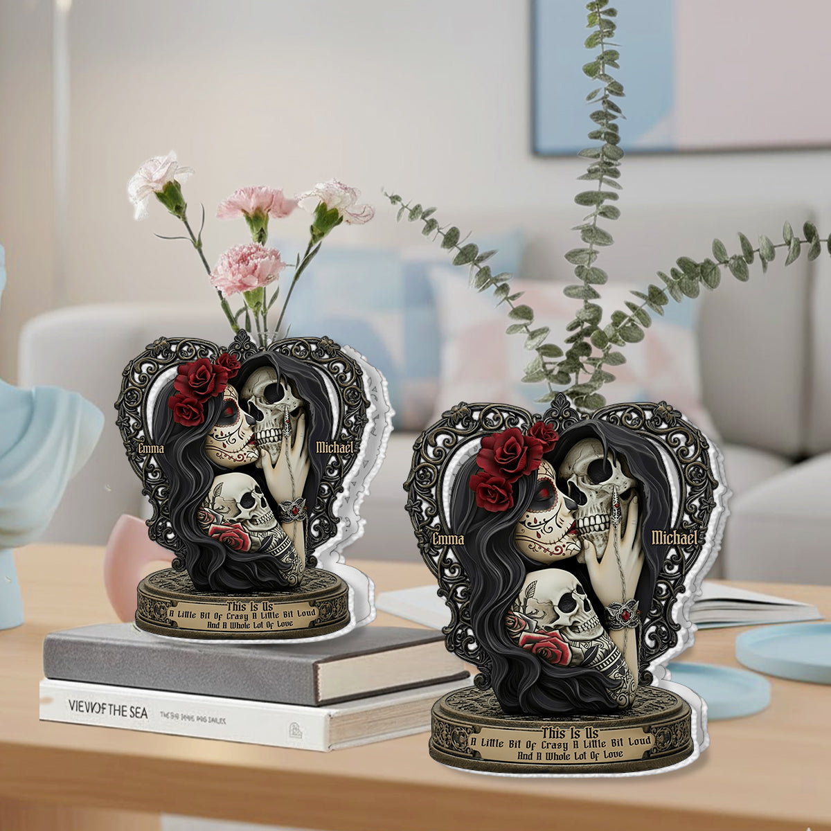 This Is Us - Personalized Skull Custom Shape Acrylic Flower Vase
