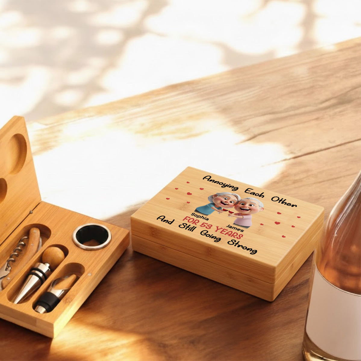 Annoying Each Other - Cartoonish Exaggerated Mascot - Personalized Wine Wine Opener Set