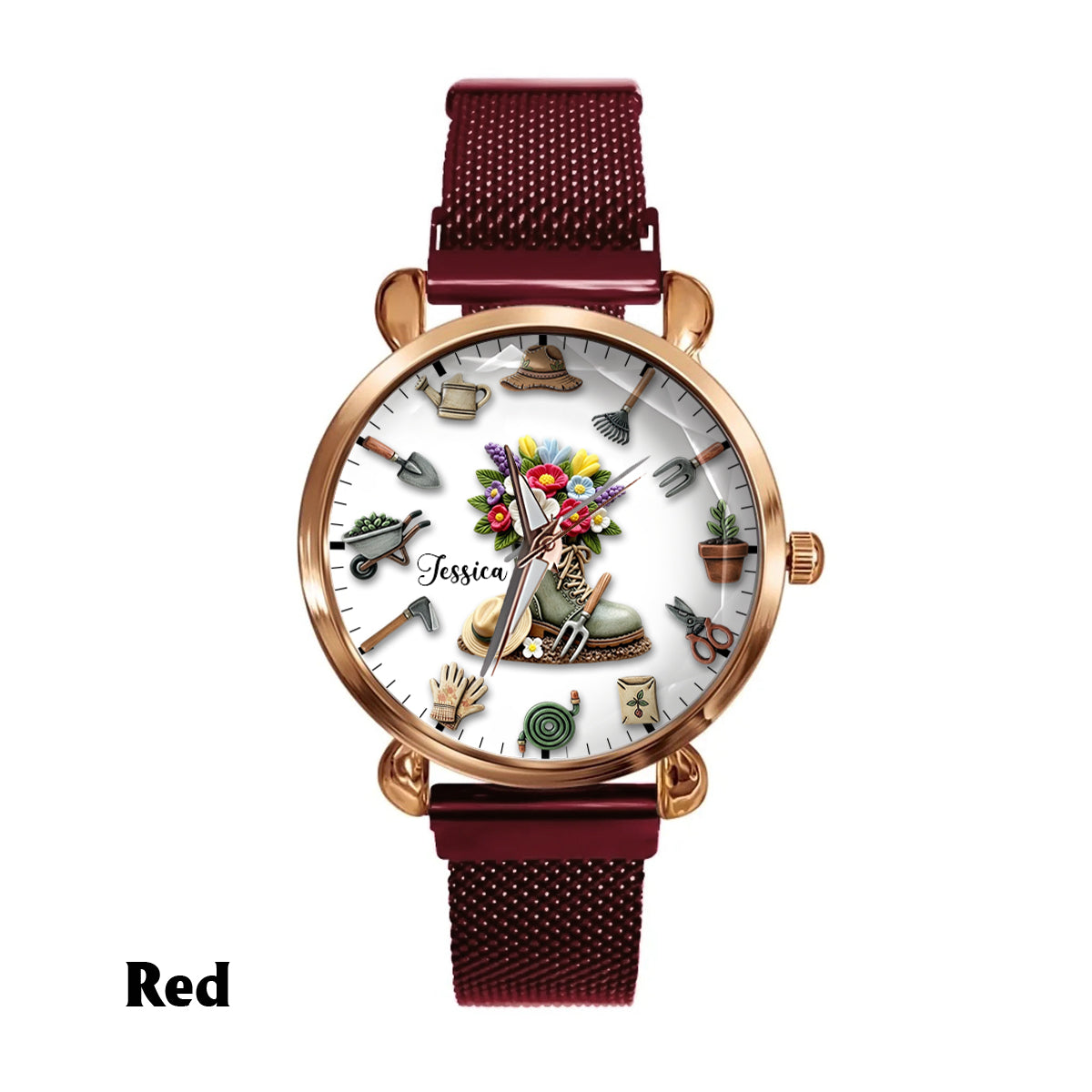 Temps de jardinage - Montre-bracelet personnalisée pour femmes jardinières