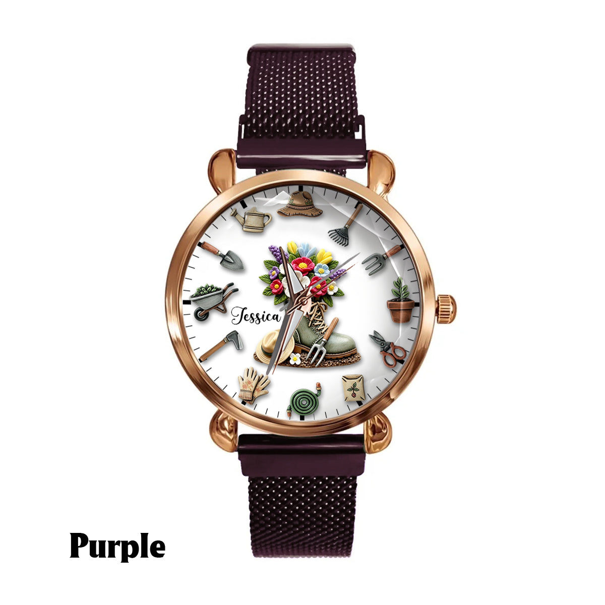 Temps de jardinage - Montre-bracelet personnalisée pour femmes jardinières