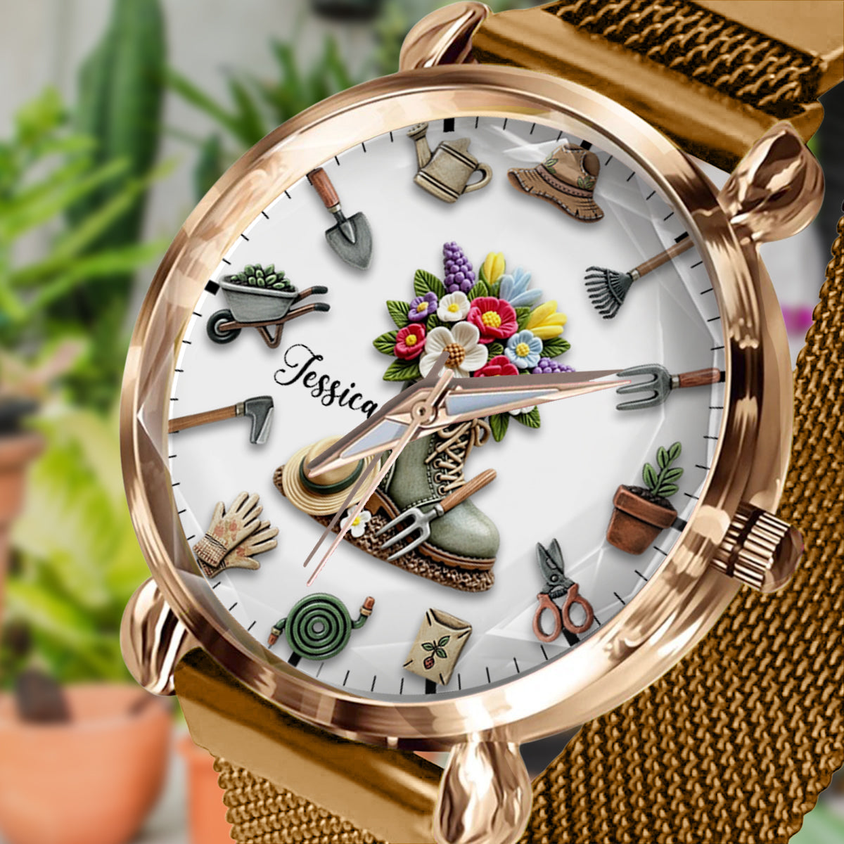 Temps de jardinage - Montre-bracelet personnalisée pour femmes jardinières