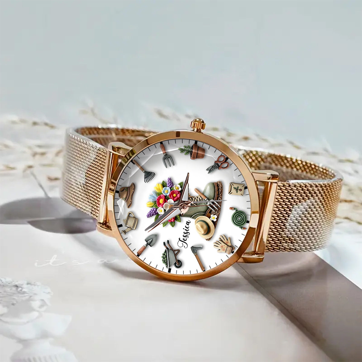 Temps de jardinage - Montre-bracelet personnalisée pour femmes jardinières