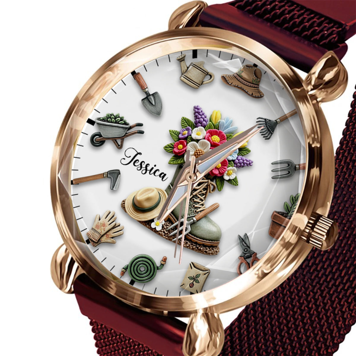 Temps de jardinage - Montre-bracelet personnalisée pour femmes jardinières