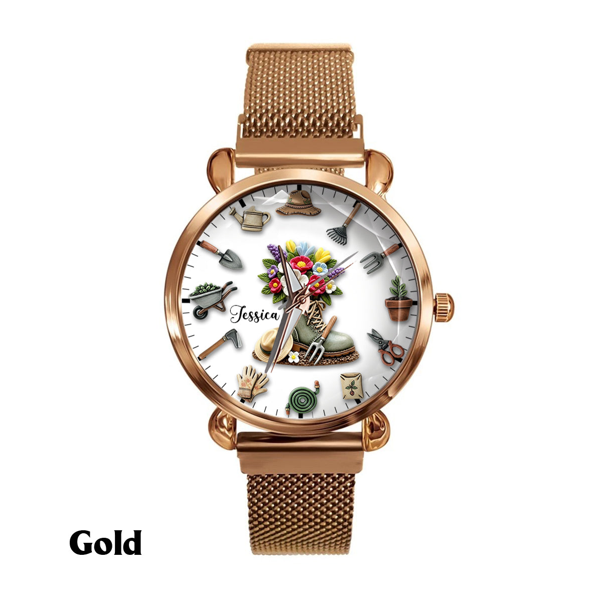 Temps de jardinage - Montre-bracelet personnalisée pour femmes jardinières