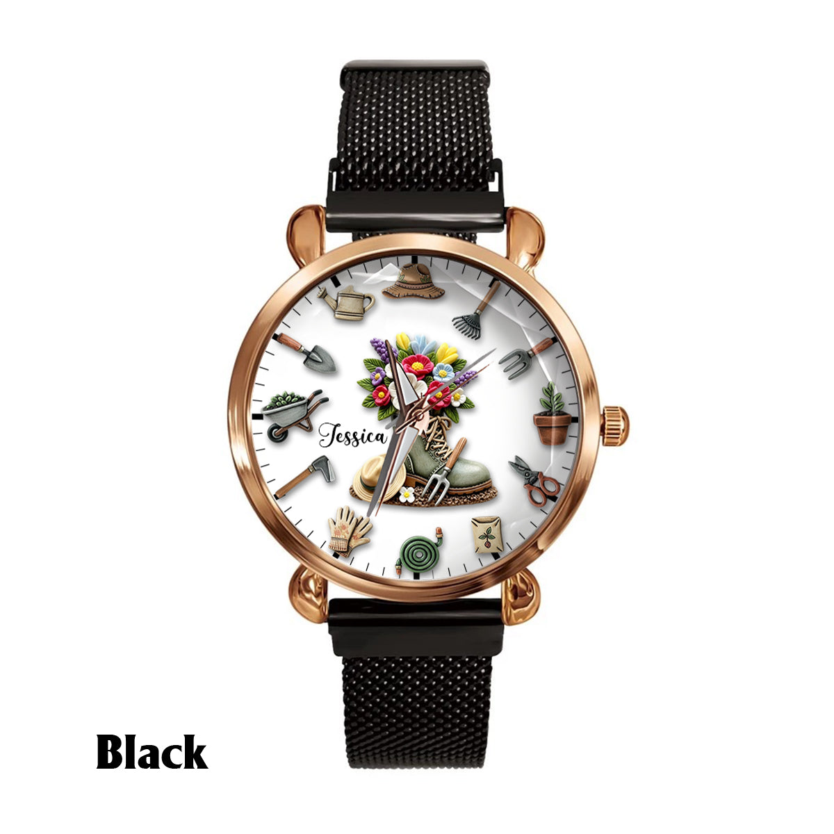 Temps de jardinage - Montre-bracelet personnalisée pour femmes jardinières