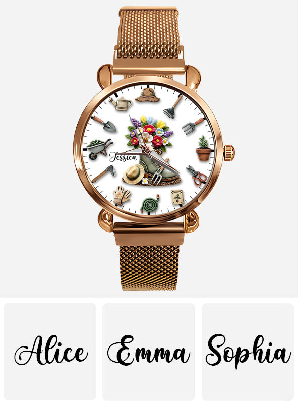 Temps de jardinage - Montre-bracelet personnalisée pour femmes jardinières