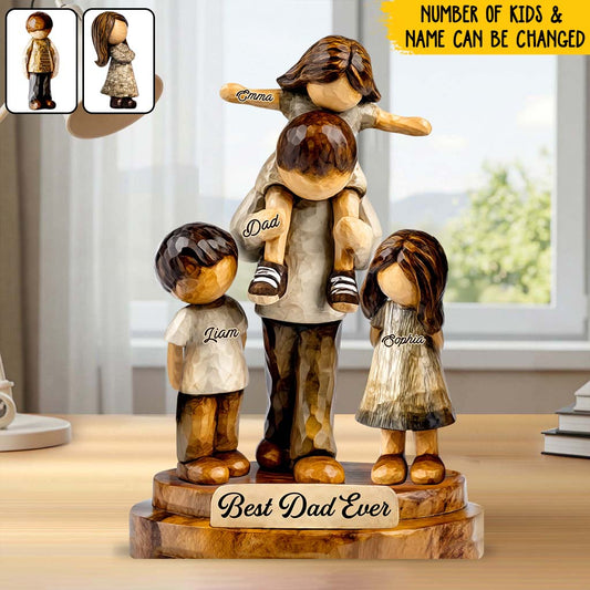 Meilleur papa du monde - Plaque acrylique personnalisée « Papa » en forme de papa